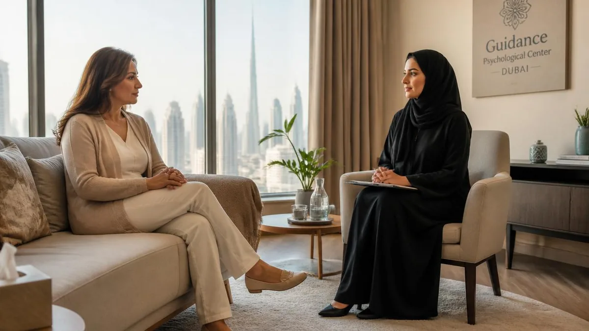 A family carer in a confidential counselling session at Health Call Clinic Dubai