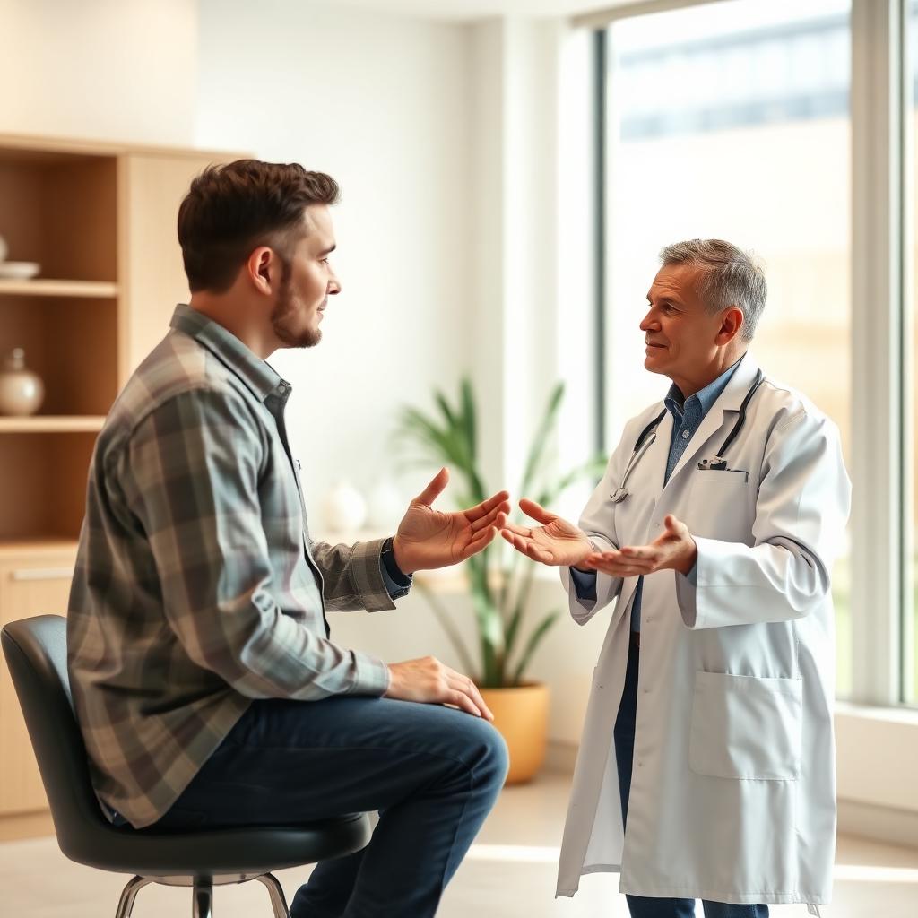 Empathetic psychiatrist consultation with an adult patient in a modern Dubai clinic