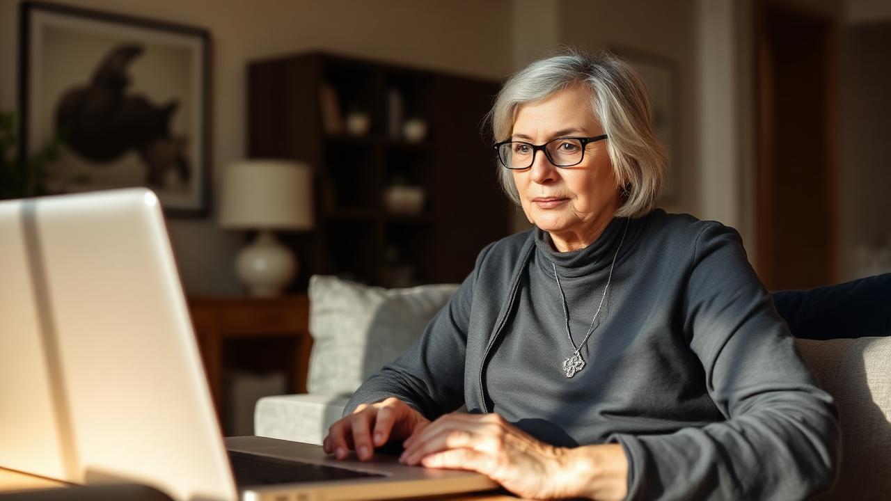 Woman having an online psychiatry consultation from home in Dubai