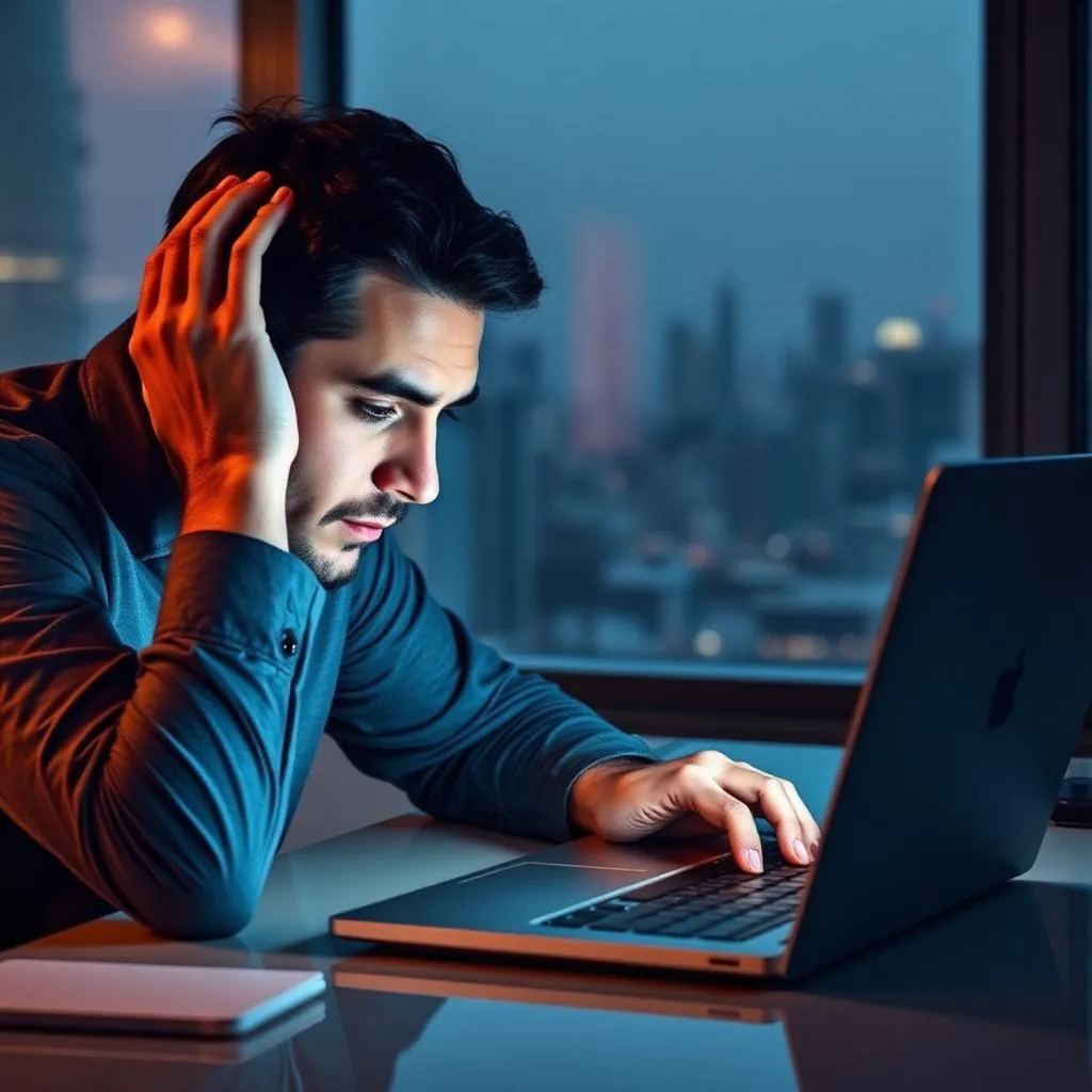 Exhausted professional in a Dubai office showing signs of work-related burnout