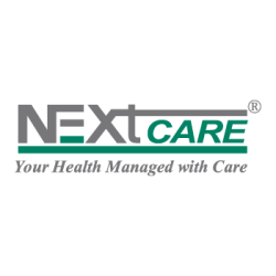 Nextcare logo, offering innovative health insurance solutions with personalized coverage for individuals, families, and corporate clients.